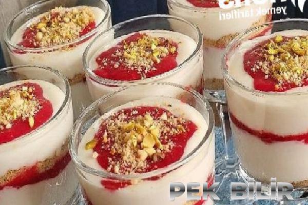 Cheesecake Tadında Çilek Soslu Magnolia  (Videolu)